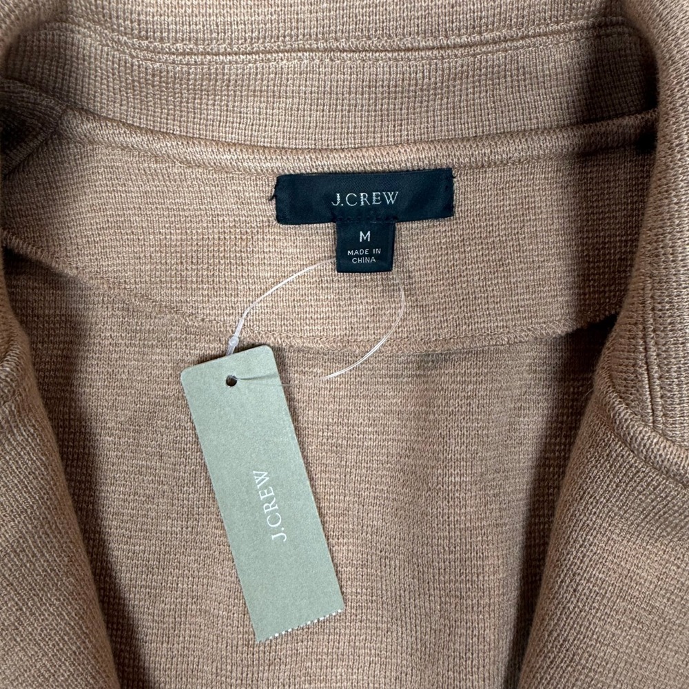 J.Crew Women Medium Camel Tan Knit Blazer Cardigan Merino Wool Cotton Blend NWT - Picture 7 of 11